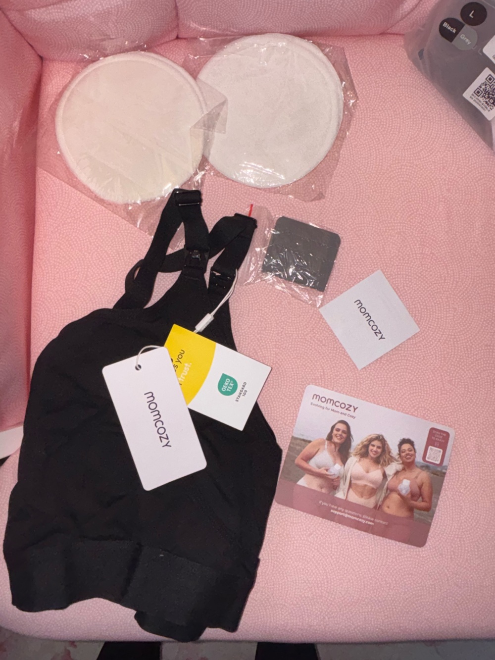 Momcozy Black and Gray Nursing Bra - Comfortable Support
